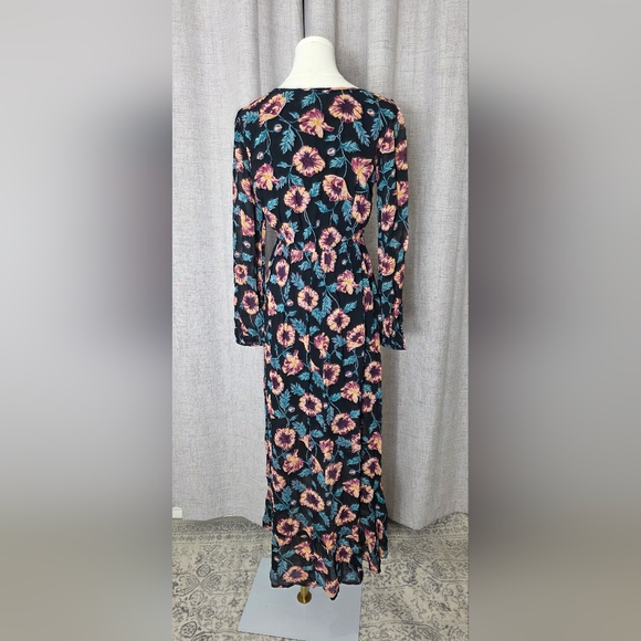 Band of Gypsies Black and Purple Floral Long Sleeve Dress - Picture 6 of 9